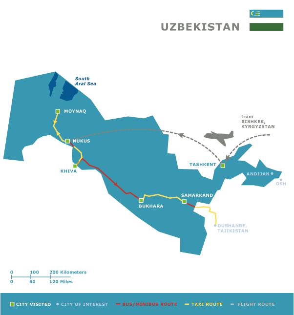 Uzbekistan map