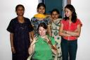 Posing with Dippal's mom, Dippal, Shraddha and Anny