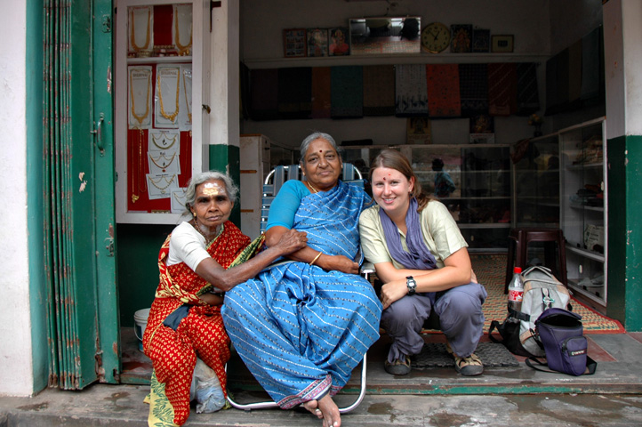 Megan and new friends in Madurai